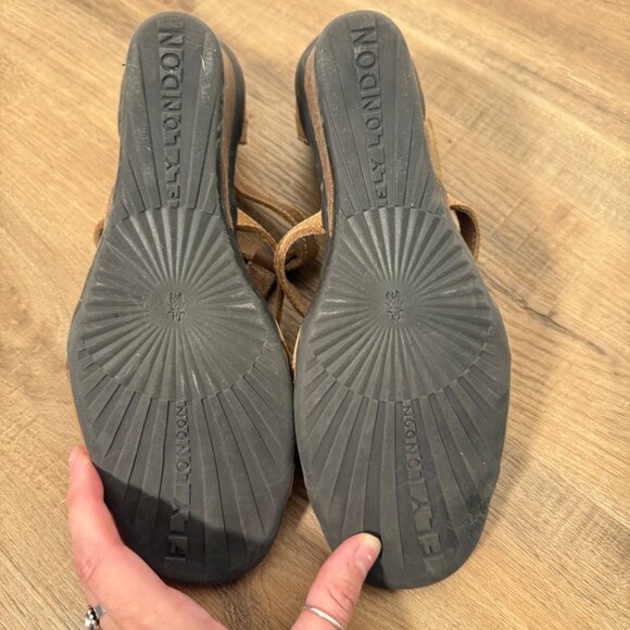 Fly London Brown Leather Wedge Strappy Sandal 39 - Picture 10 of 10